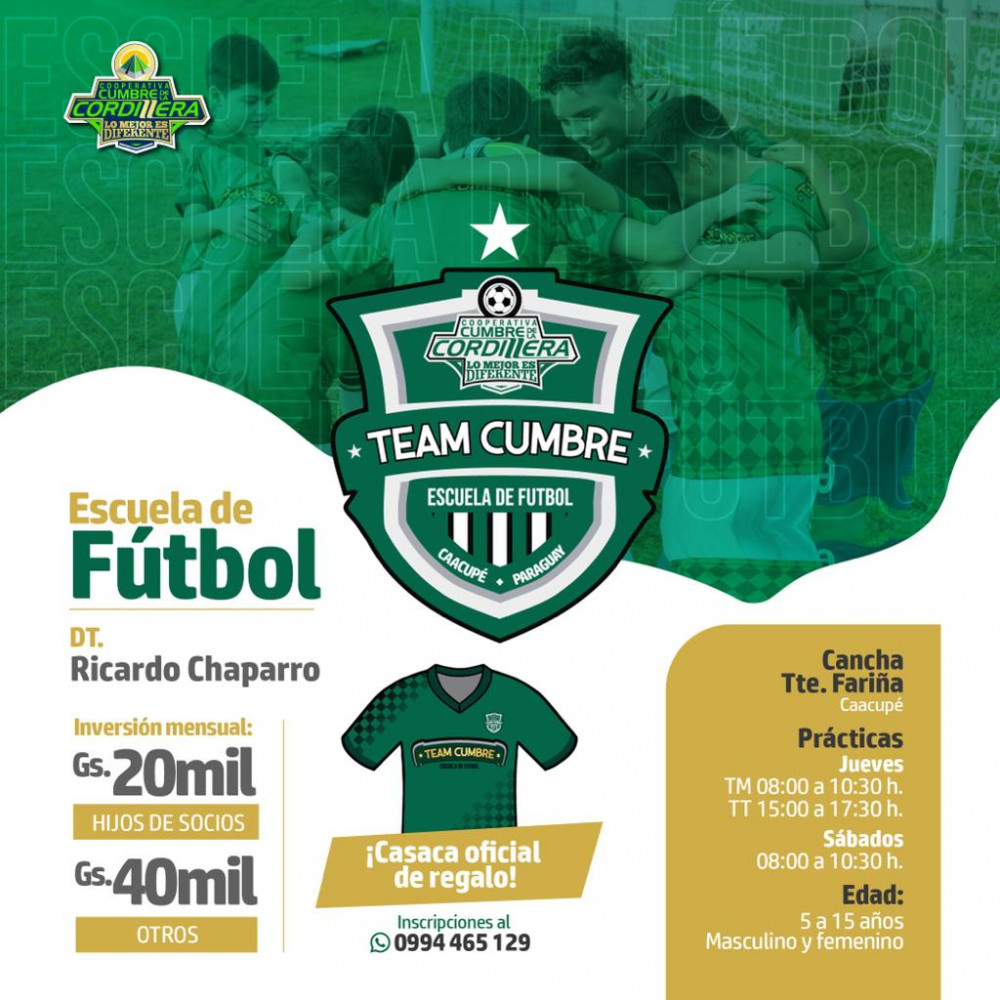 La escuela de futbol de Caacupé